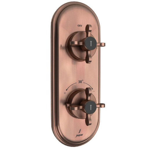 Jaquar Queens Prime Aquamax 2 Outlet Antique Copper Thermostatic Shower Mixer 