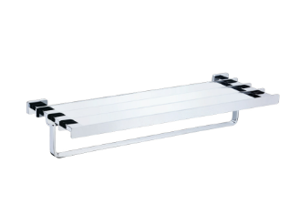 Artize Quadra 600mm Long Chrome Towel Shelf With Lower Hanger  