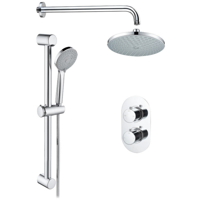 Round Concealed Valve Head & Arm Shower Pack - Chrome