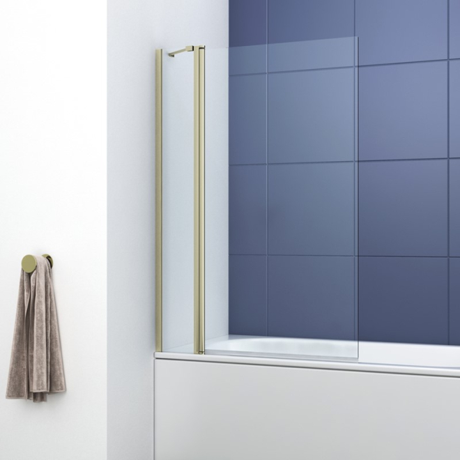 Synergy Ralus 6 Square 1000 x 1400mm Brass Bath Shower Screen and Panel