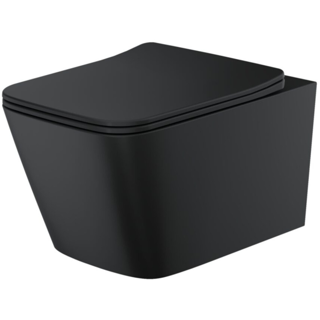 Scudo Riviera Square Black Rimless Wall Hung Pan