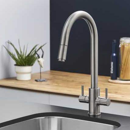 Shannon Brushed Nickel Pull Out Kitchen Tap