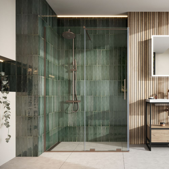 Scudo Momentum 1400mm Sliding Shower Door in Brushed Bronze