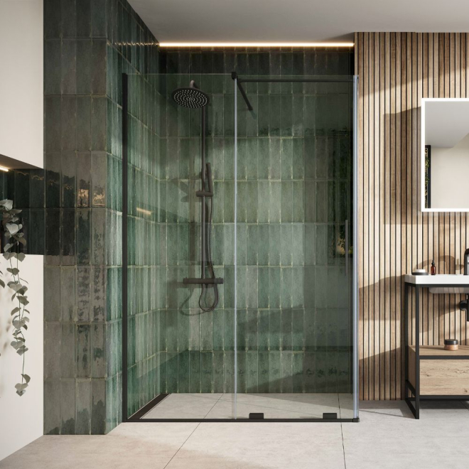 Scudo Momentum 1000mm Sliding Shower Door in Matt Black