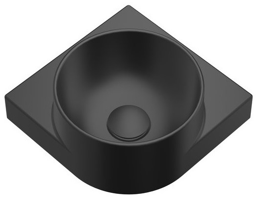 Davoli 280mm Wall Hung Corner Basin - Matt Black