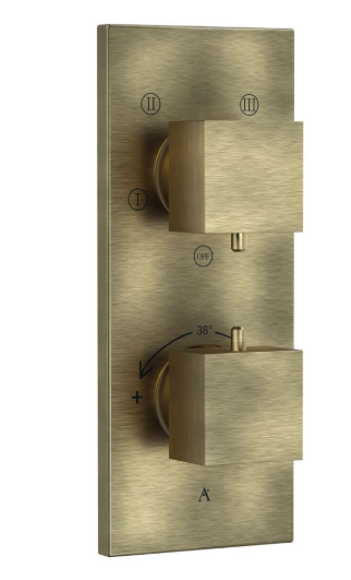 Artize Concealed Square Thermostatic Shower Valve With 4 way Diverter In Antique Bronze