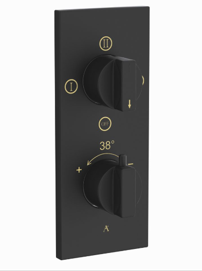 Artize Concealed Thermostatic Shower Valve With 3 way Diverter In Black Matt