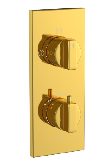 Artize Concealed Thermostatic Shower Valve With 2 Way Diverter In Bright Gold PVD