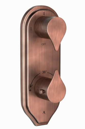 Artize Tiaara 3 Outlet Thermostatic Shower Valve With Concealed Valve In Antique Copper 