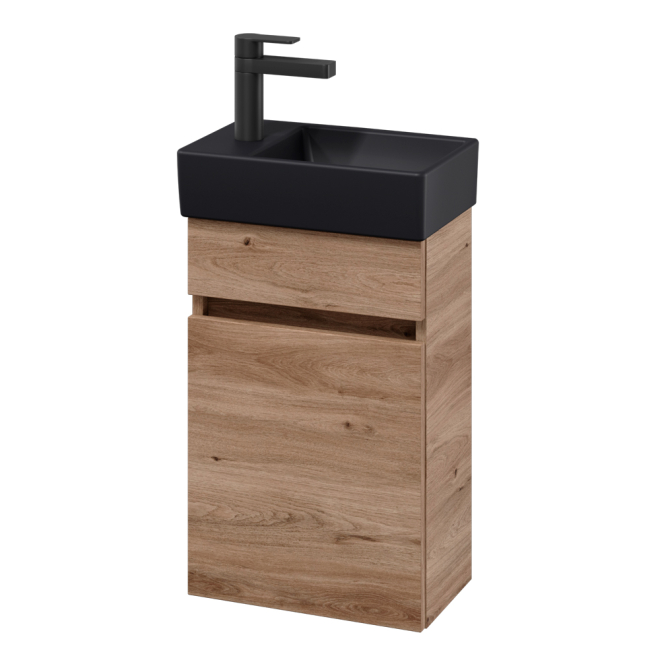 Villeroy & Boch Arto 360 Cloakroom Vanity Unit With Black LH Basin - Oak Kansas