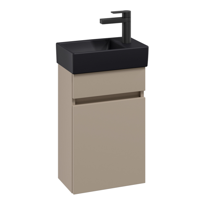 Villeroy & Boch Arto 360 Cloakroom Vanity Unit With Black RH Basin - Sand Grey Matt