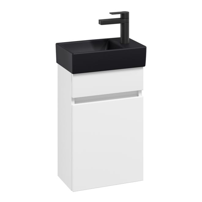 Villeroy & Boch Arto 360 Cloakroom Vanity Unit With Black RH Basin -Satin White