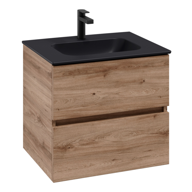 Villeroy & Boch Arto 600 Bathroom Vanity Unit With Black Basin - Oak Kansas