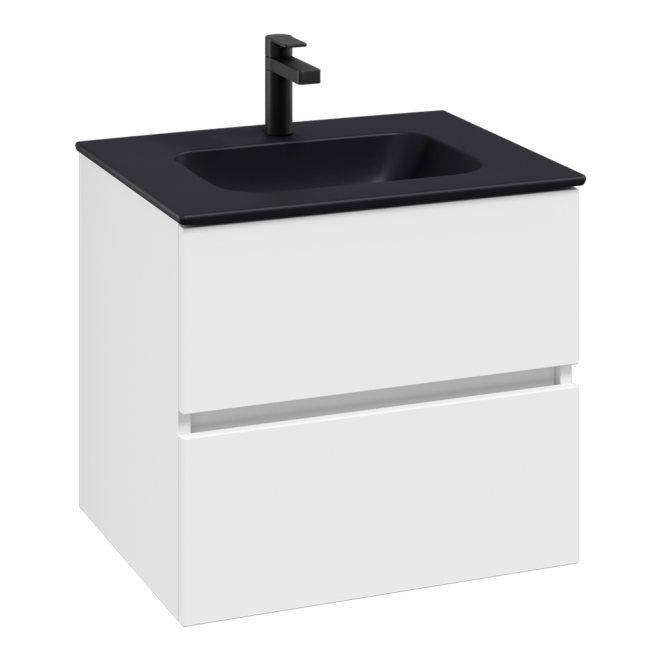 Villeroy & Boch Arto 600 Bathroom Vanity Unit With Black Basin - Satin White