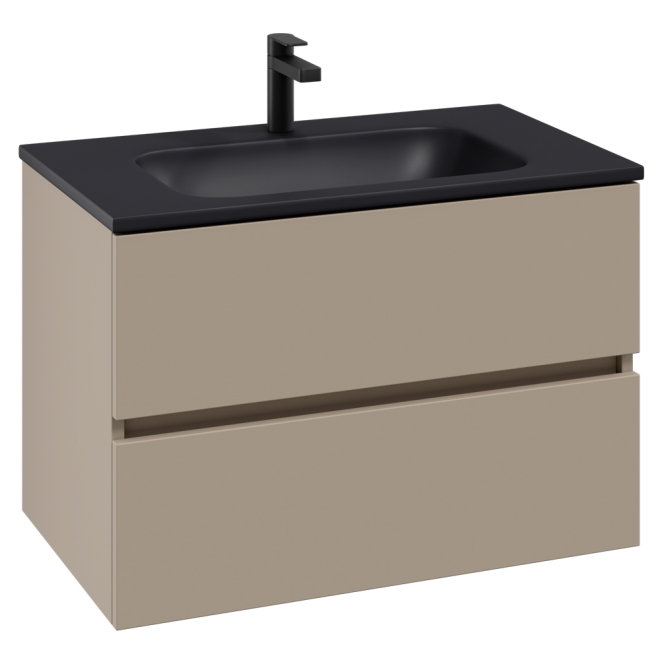 Villeroy & Boch Arto 800 Bathroom Vanity Unit With Black Basin - Sand Grey Matt