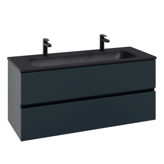 Villeroy & Boch Arto 1200 Bathroom Vanity Unit With Black Basin - Satin Grey