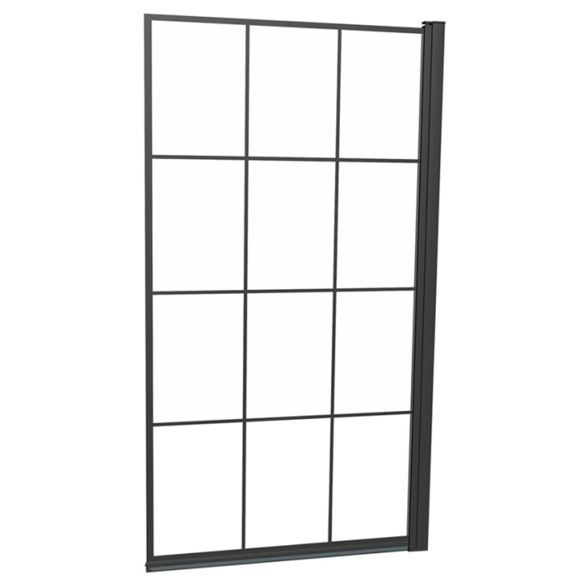 Synergy Vodas 6 Stella Black Grid Bath Shower Screen