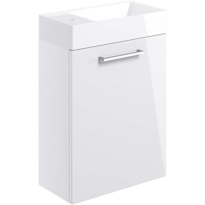 Vouille 410mm White Gloss Wall Hung 1 Door Vanity Unit