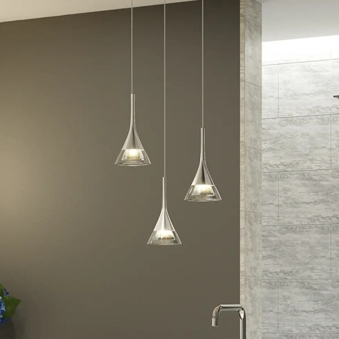 Sensio Zirconia Crystal Cone Bathroom LED Pendant Light