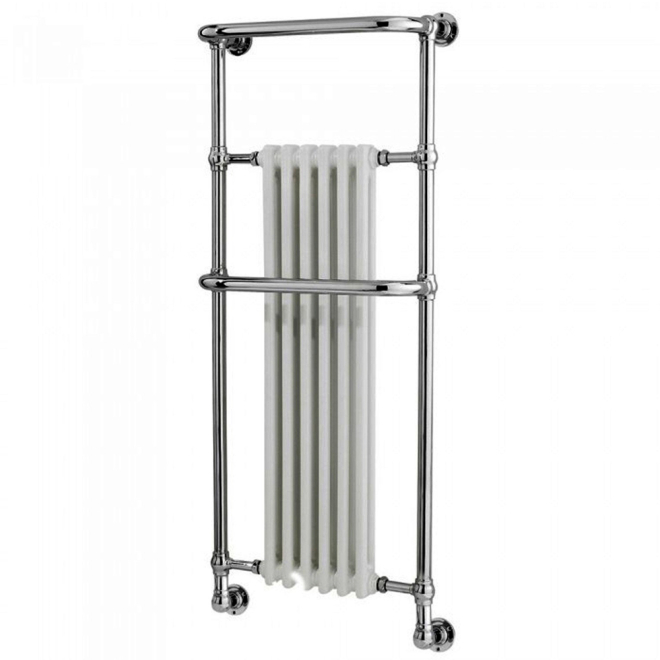 Blenheim Traditional Towel Radiator, 574 x 1362, Chrome & White, Holborn London 1855