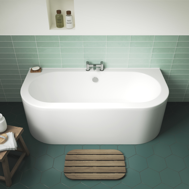 Nuie Shingle 1700 x 750 Back To Wall Double Ended Bath