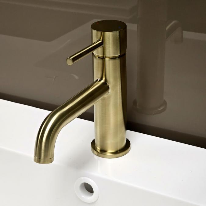 Scudo Core Brushed Brass Bathroom Basin Mixer Tap, NU-003