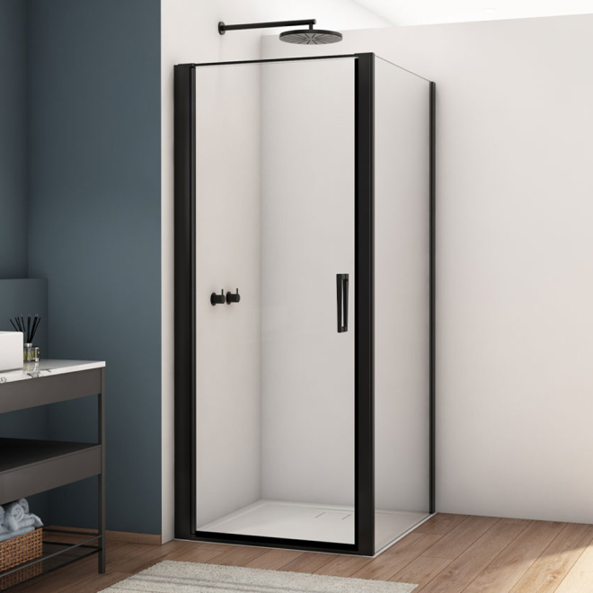 Kudos Divera 760mm Matt Black Pivot Shower Door