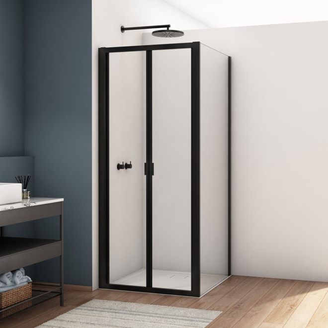 Kudos Divera 900mm Matt Black Bi-Fold Shower Door