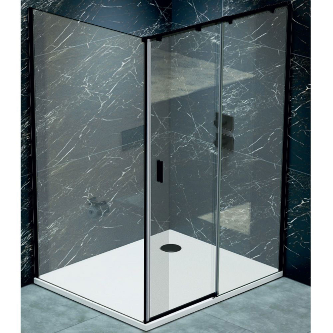 Jaquar Fusion Plus 1200 x 900mm Black Frame Sliding Shower Door Corner Shower Enclosure - Right Hand