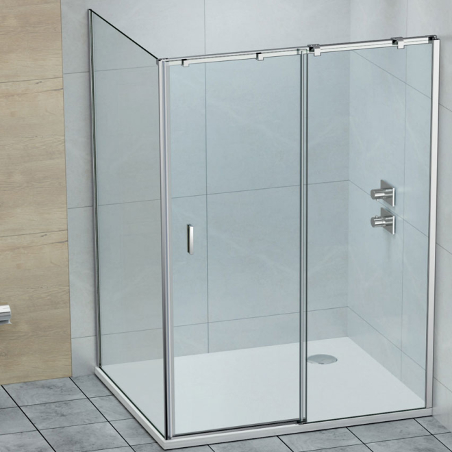 Jaquar Fusion Plus 1200 x 900mm Chrome Sliding Shower Door Corner Shower Enclosure - Right Hand