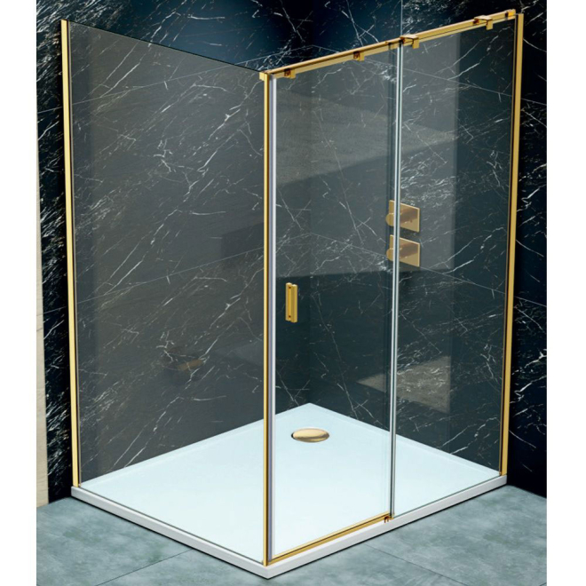 Jaquar Fusion Plus 1200 x 900mm Gold Sliding Shower Door Corner Shower Enclosure - Right Hand