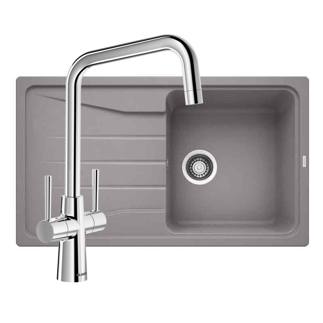 Blanco SONA 5 S Alumetallic 1 Bowl Kitchen Sink & Blanco Jax Chrome Tap Bundle Pack