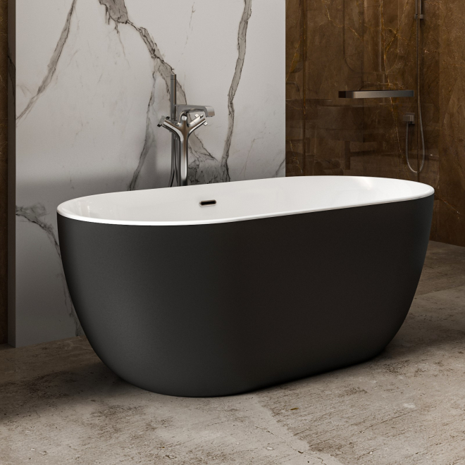 Charlotte Edwards Mayfair Matt Black 1500 x 780 Modern Freestanding Bath