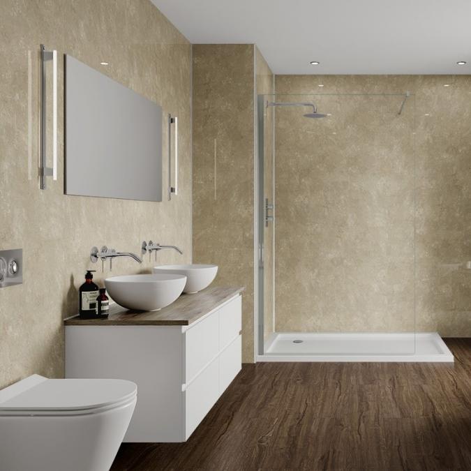 Multipanel Travertine Shower Panels | Rubberduck Bathrooms