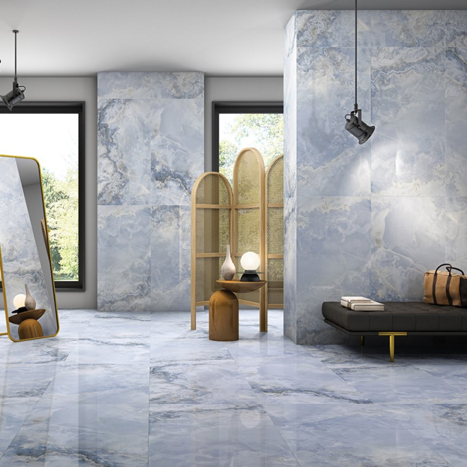 Onyx Stone Sea Blue Polished 600 x 1200 Porcelain Tiles - 1.44m2