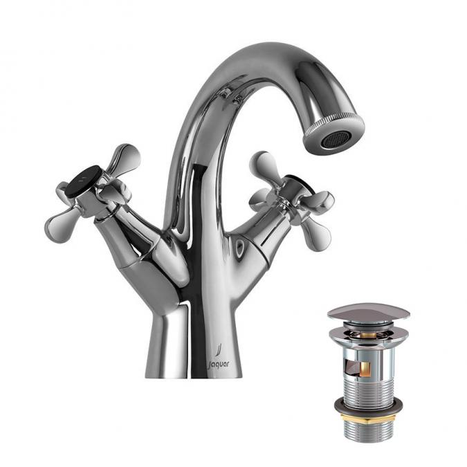 Jaquar Queens Prime Twin Handle Chrome Mono Basin Mixer With Waste