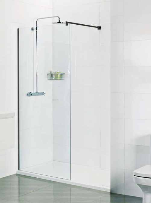 Roman Select 500 Matt Black Corner Wet Room Glass Panel 8mm