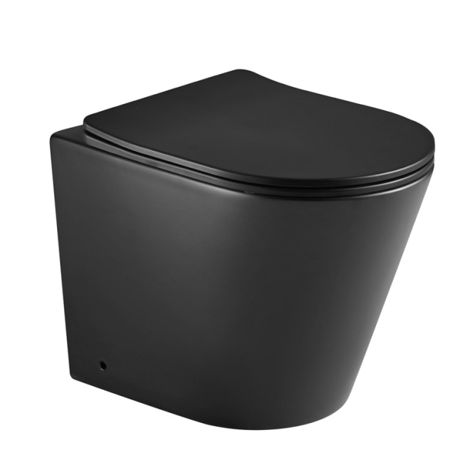 Angel Black Rimless Back To Wall Toilet Pan & Seat