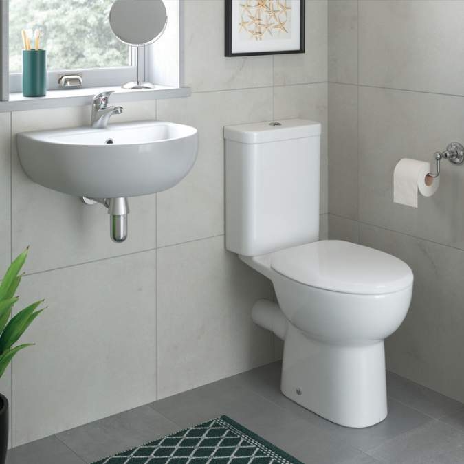 Termond Closed Coupled Open Back Toilet & Soft Close Seat - RDBS1930