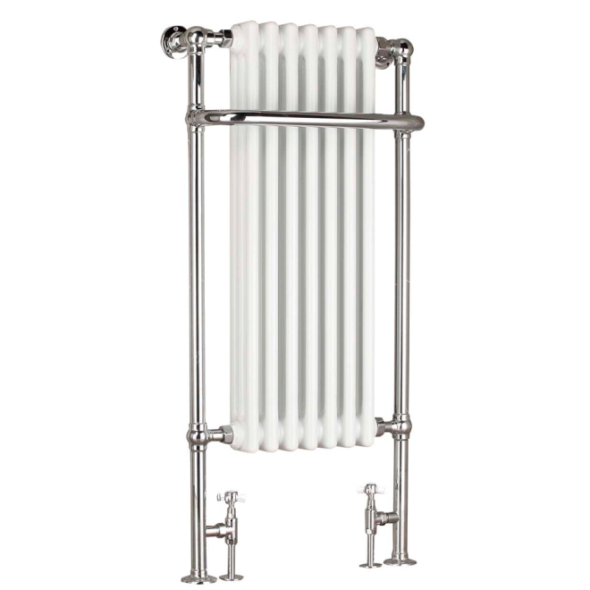 Victorian Traditional Towel Radiator, 553 x 1130, Chrome & White, Holborn London 1855