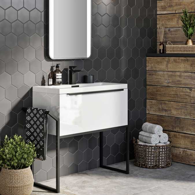 Scudo Muro 600 Gloss White Wall Hung Vanity