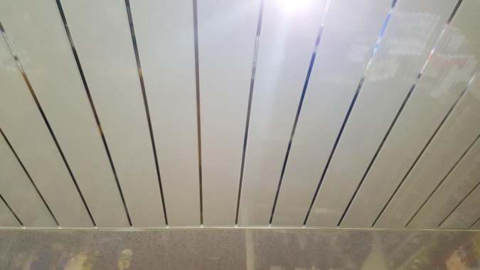 Neptune 250 - White & Chrome Strip - PVC Plastic Ceiling & Wall Cladding