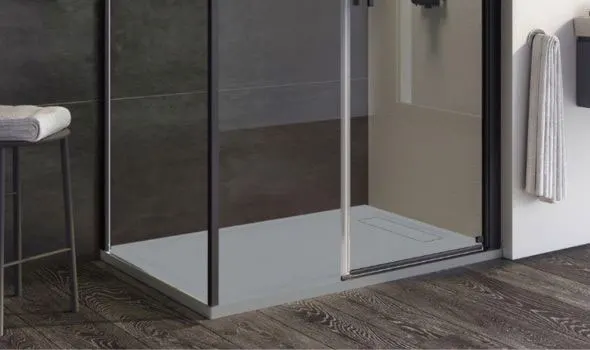 White Shower Tray in a Walk In Shower