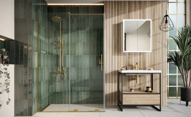 Scudo Green Wall Paneled Shower Enclosure