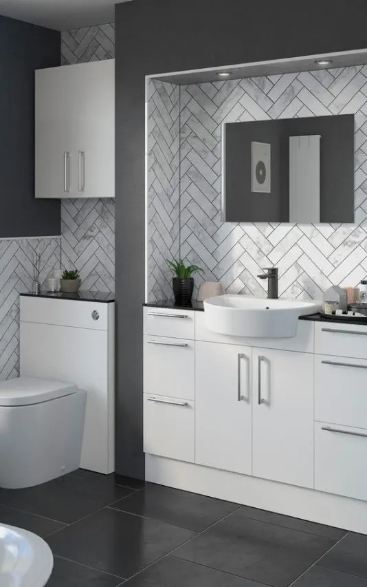 White and Grey Bathroom Furniture Lifestyle Banner