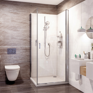 Roman Showers Square Shower Enclosure with Chrome Finish.