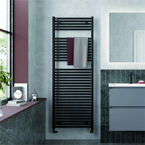 A Black Heated Towel Rail by Tissino.