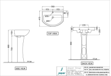 Jaquar Continental Prime Wall Hung Basin With Half Pedestal