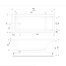 Jaquar Fonte 1500 x 750mm Bath Tub With Metal Frame