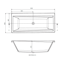 Jaquar Oliv 1600 x 750mm Freestanding Bath Tub 